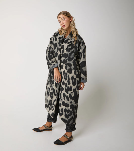 Cappotto lungo animalier con cintura Alessia Santi