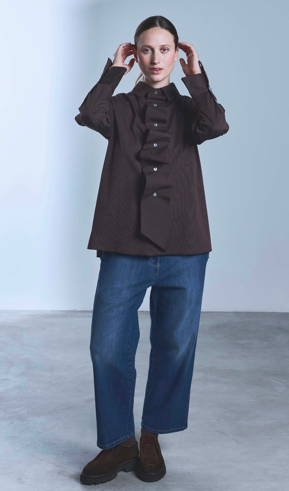 Camicia gessata con cravatta CANNA TreBarraBi