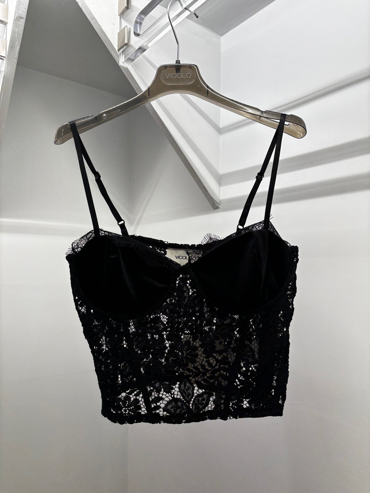 Top bustier in pizzo e velluto Vicolo