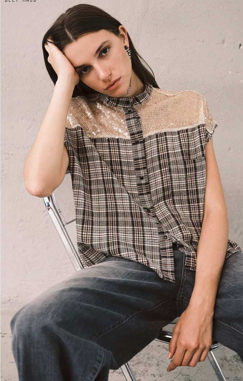 Camicia smanicata con paillettes BANGKOK 8PM