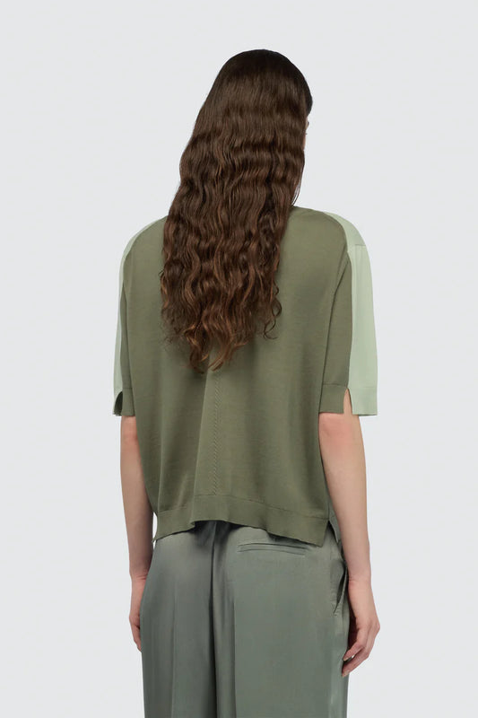 Maglia bi-colore scollo a V ALDONZA Semicouture