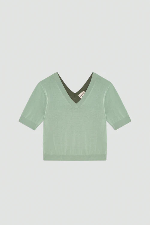 Maglia bi-colore scollo a V ALDONZA Semicouture