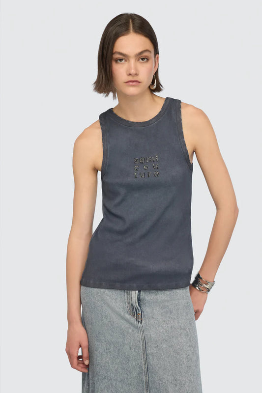 Canotta con brand pailettes RACHEL Semicouture