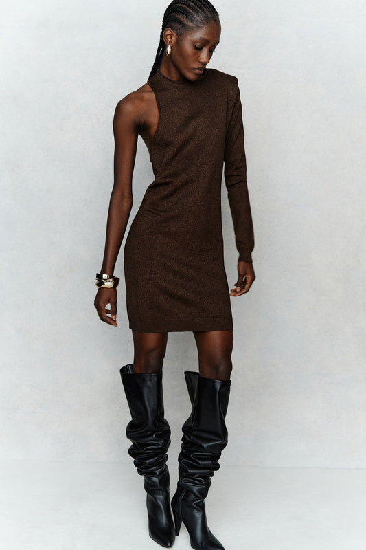 Abito corto monospalla in lurex Circus Hotel