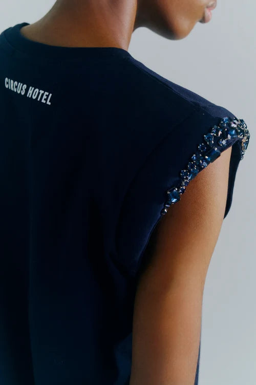 T-shirt senza maniche con strass Circus Hotel