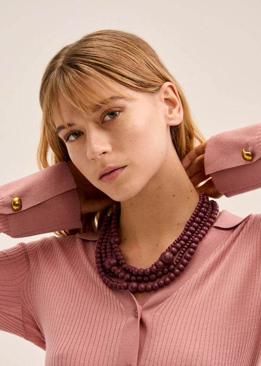 Collana multifilo con perle in legno UMA Nalì