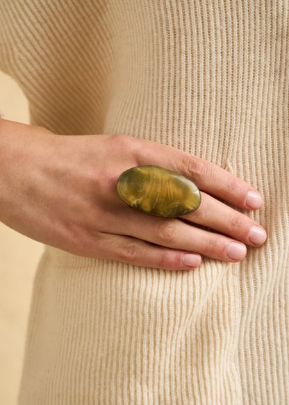 Anello con pietra nuda in resina THAI Nalì