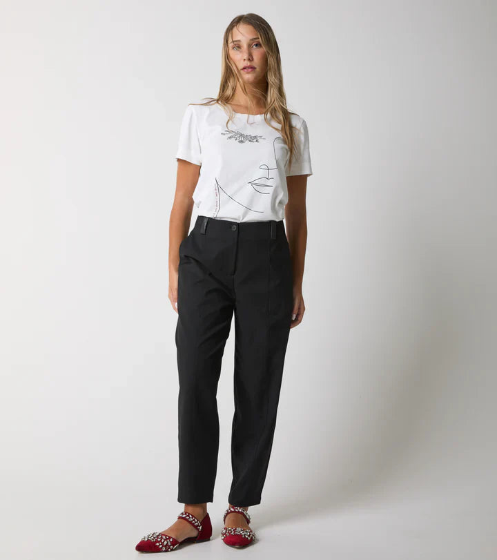 Pantalone sigaretta con dettagli in ecopelle Alessia Santi