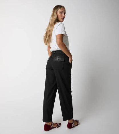 Pantalone sigaretta con dettagli in ecopelle Alessia Santi