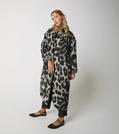 Cappotto lungo animalier con cintura Alessia Santi