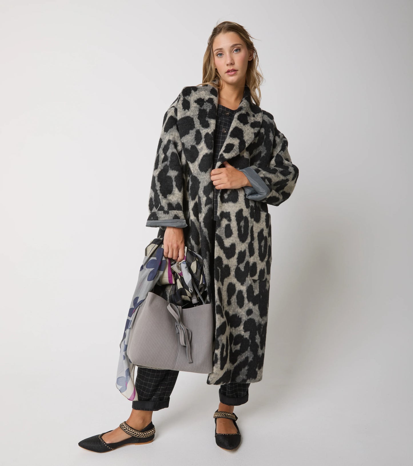 Cappotto lungo animalier con cintura Alessia Santi