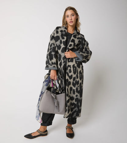Cappotto lungo animalier con cintura Alessia Santi
