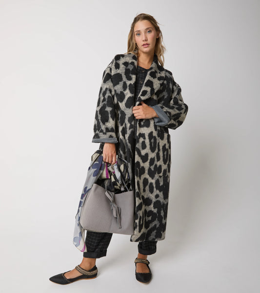 Cappotto lungo animalier con cintura Alessia Santi