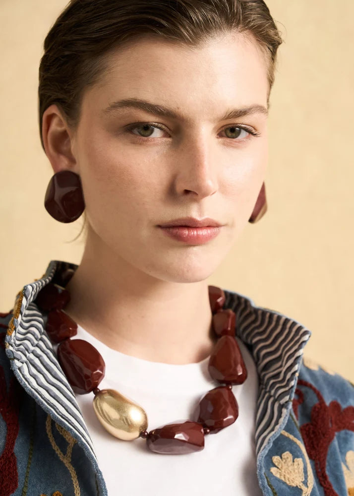 Collana corta con pietra oro UDON Nalì
