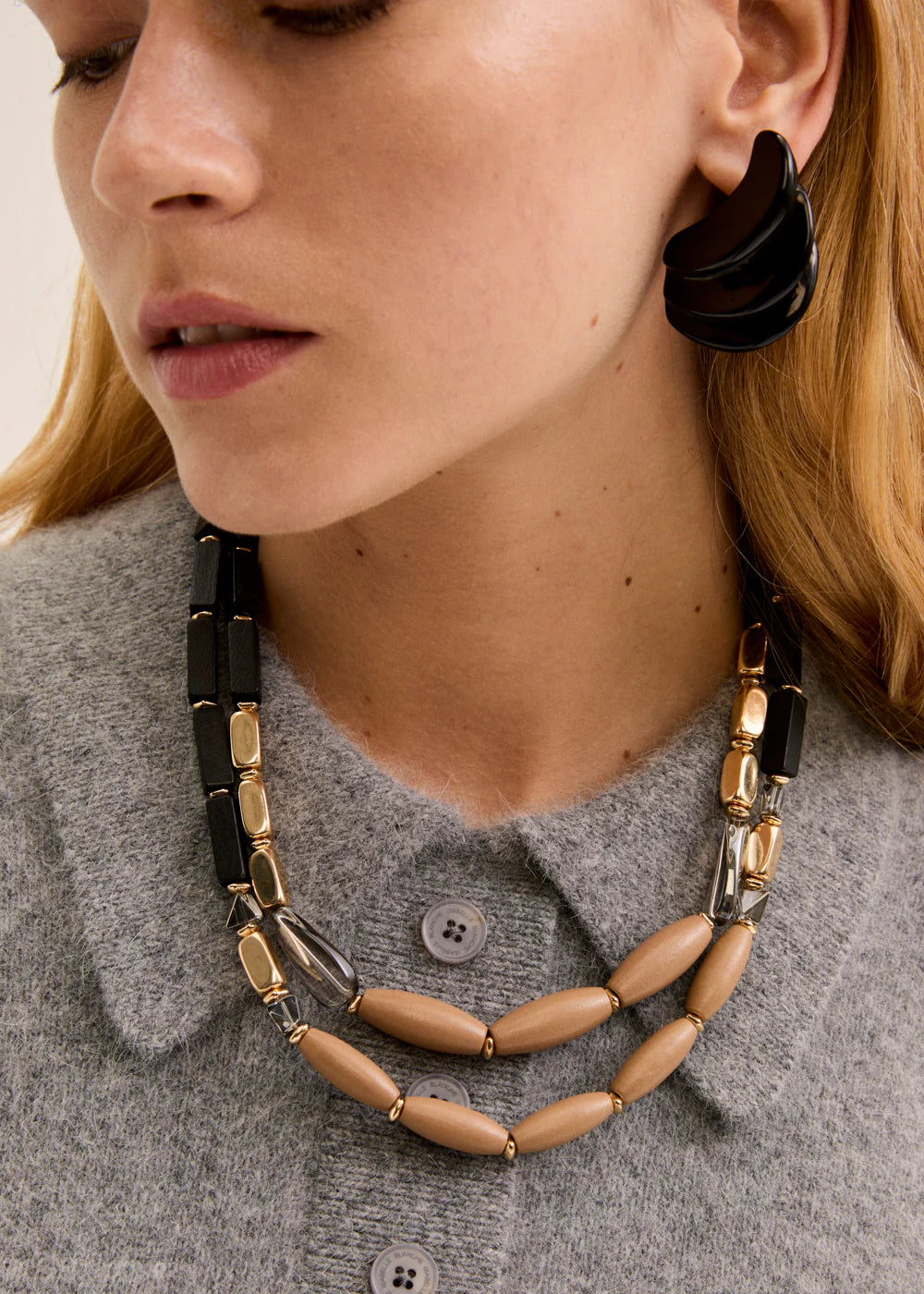 Collana due fili in legno Nalì
