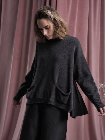 Maglia con inserti in taffetà FLOOR