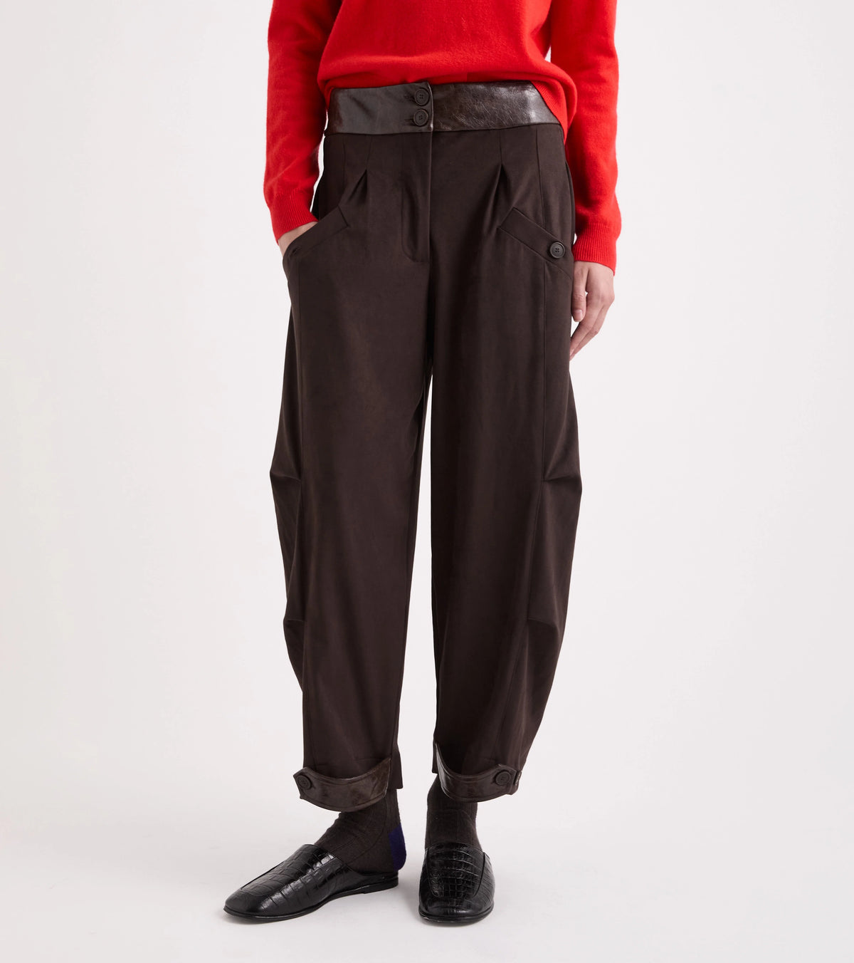 Pantalone kargo con dettagli in pelle Alessia Santi