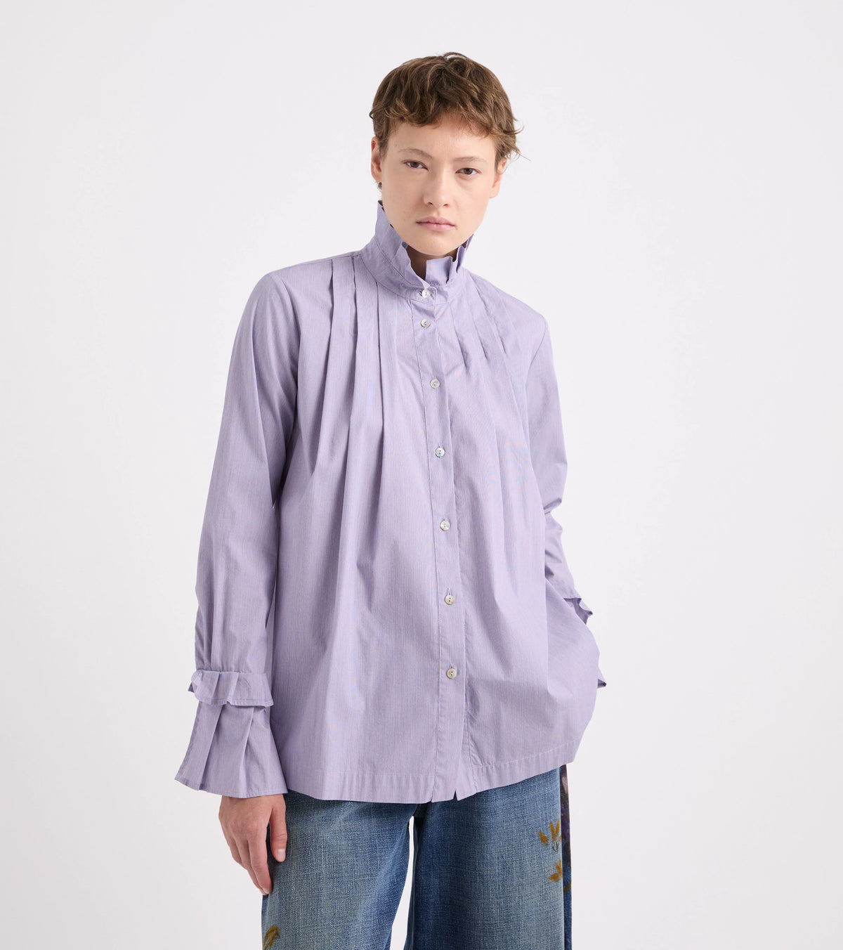 Camicia collo alto con rouches Alessia Santi
