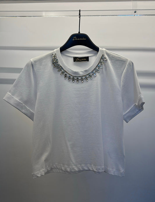 T-shirt con dettaglio gioiello Dramée