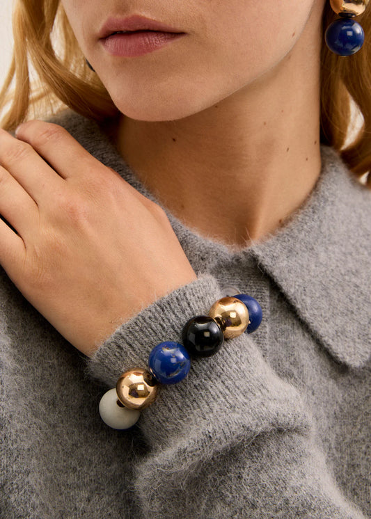 Bracciale elastico sfere in legno Nalì