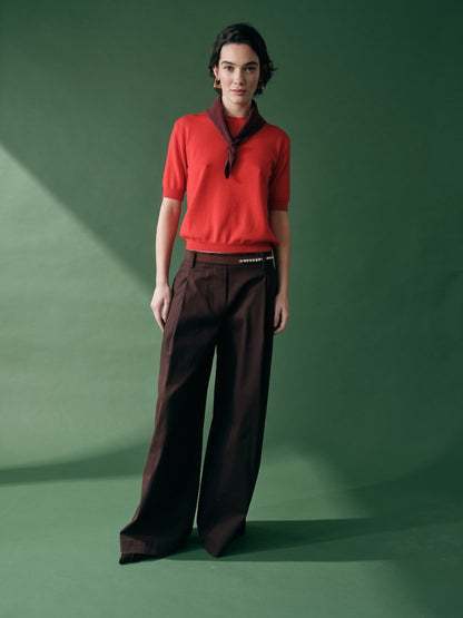 Maglia girocollo mezza manica in lana merinos FLOOR