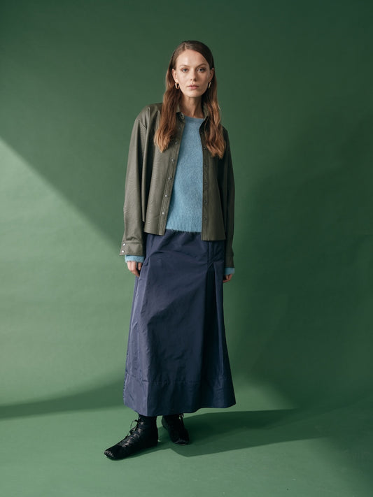 Camicia in ecopelle con fondo taglio vivo FLOOR