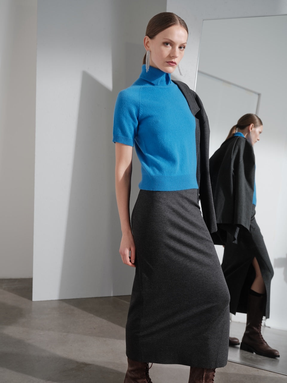 Maglia dolcevita in lana mezza manica FLOOR