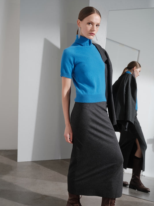 Maglia dolcevita in lana mezza manica FLOOR