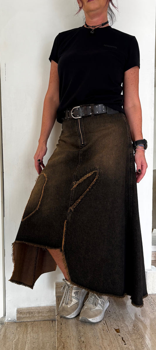 Gonna in denim asimmetrica MLO Malloni