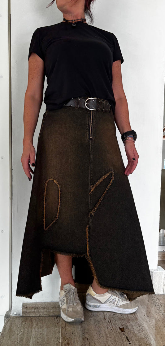 Gonna in denim asimmetrica MLO Malloni