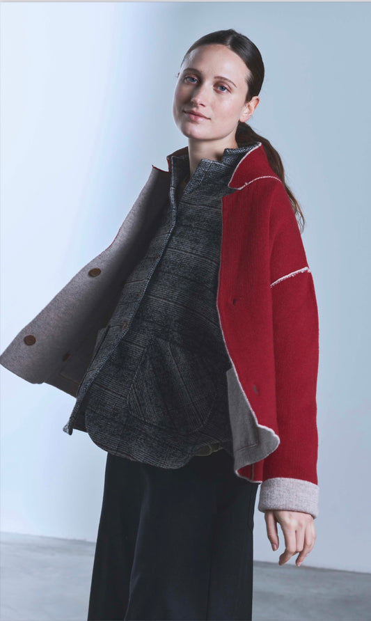 Giacca in lana reversibile MILLEFOGLIO TreBarraBi