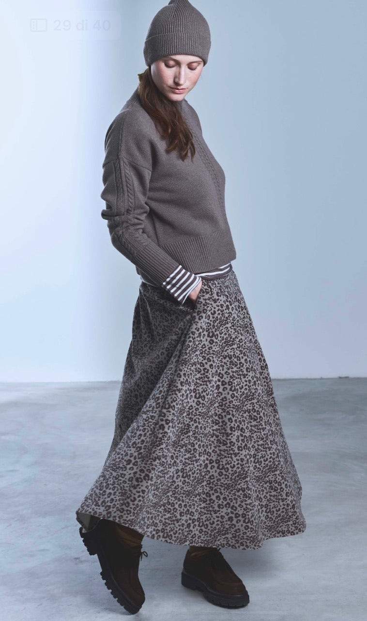 Gonna ampia in velluto liscio GIUNCO TreBarraBi