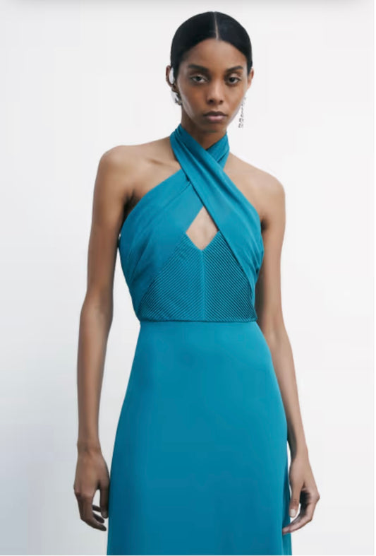 Abito lungo in georgette con allaccio al collo Patrizia Pepe