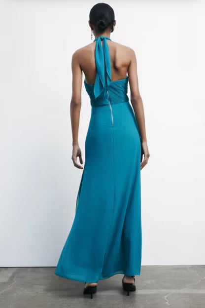 Abito lungo in georgette con allaccio al collo Patrizia Pepe