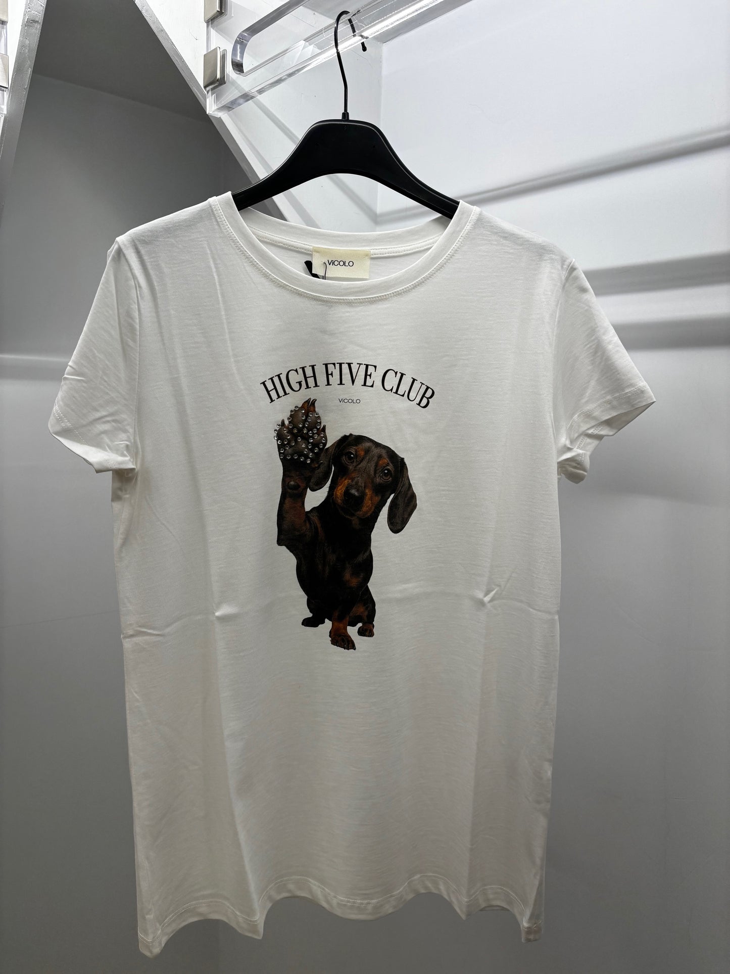 T-shirt mezza manica stampa cane zampa Vicolo