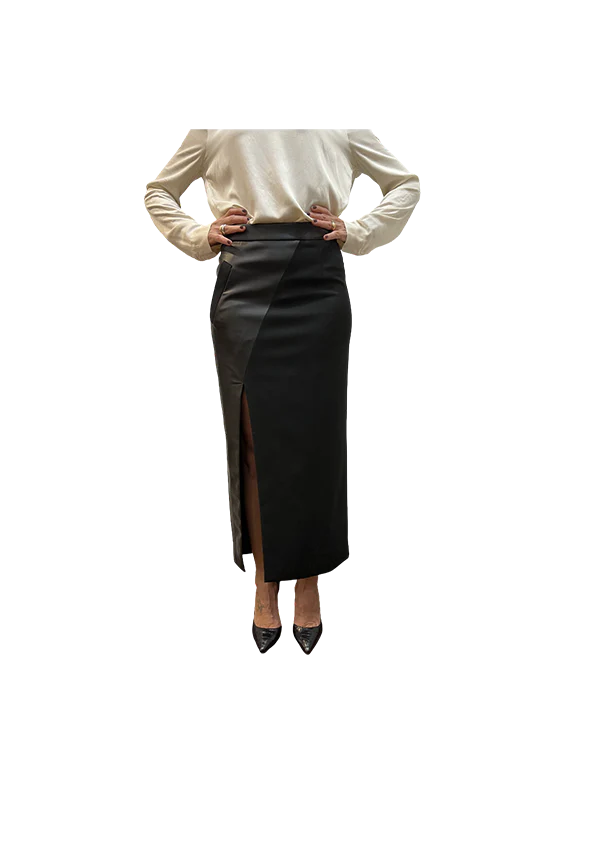 Gonna lunga in tessuto tecnico ed ecopelle Alessia Santi