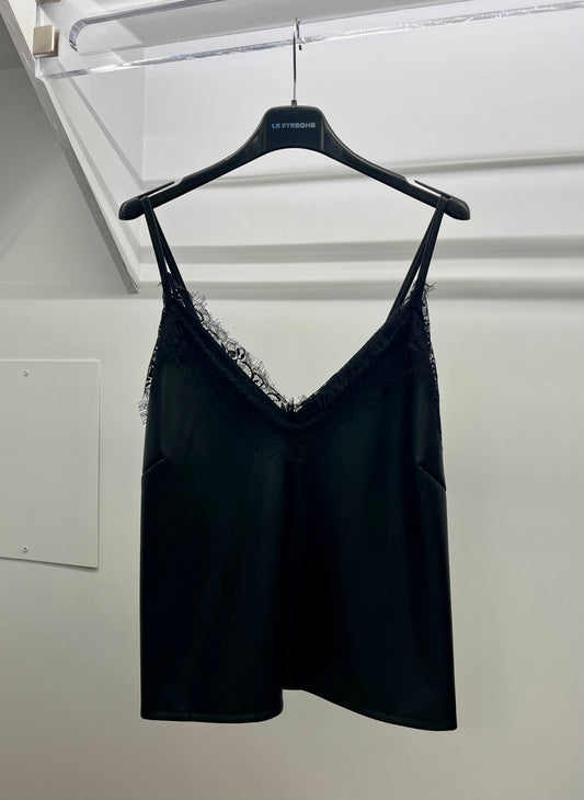 Top in ecopelle con pizzo Le Streghe