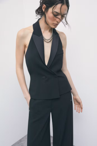 Gilet stile smoking con inserti in raso Patrizia Pepe