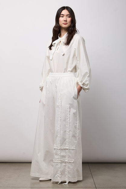 Pantalone palazzo con rouches Neirami