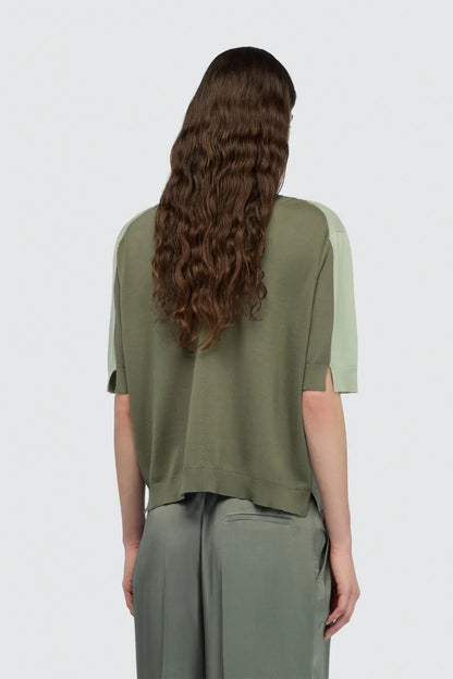 Maglia bi-colore scollo a V ALDONZA Semicouture