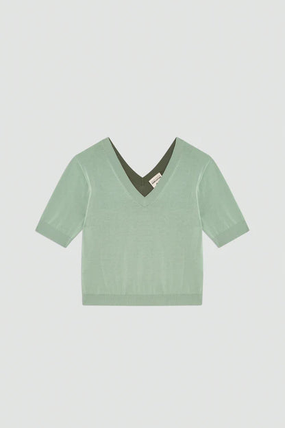 Maglia bi-colore scollo a V ALDONZA Semicouture
