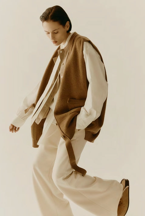 Gilet lungo in lana con bottoni LABORATORIO