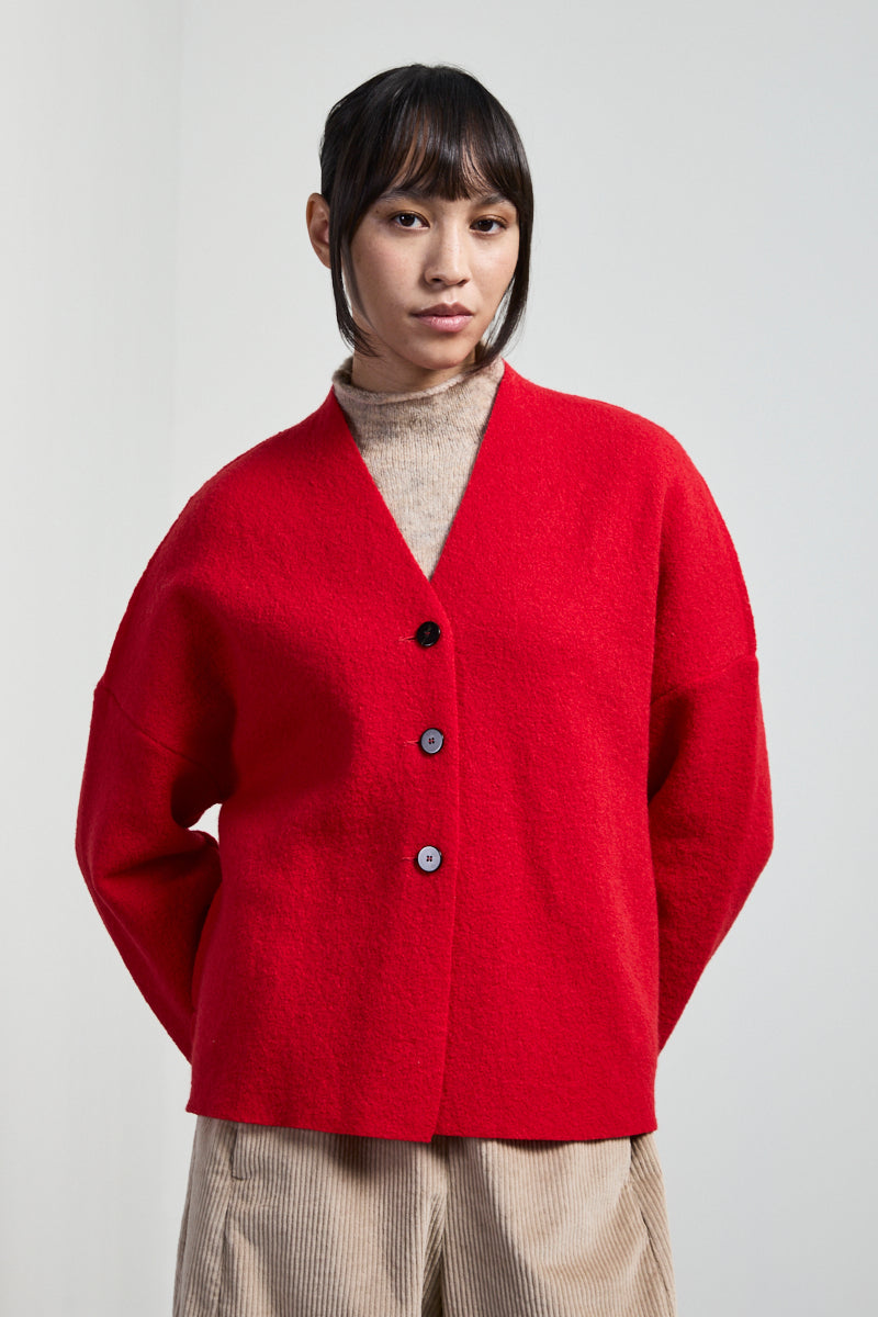 Giacca senza collo in lana cotta Neirami