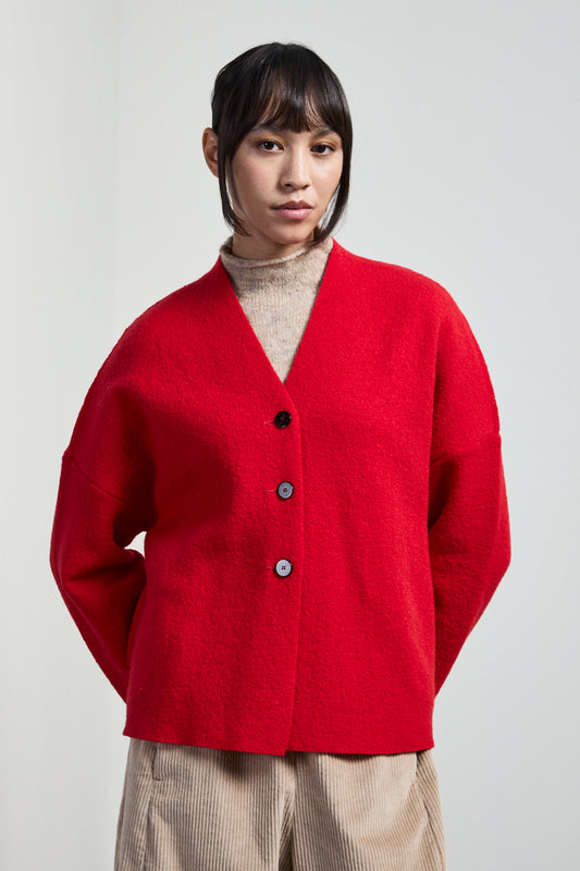 Giacca senza collo in lana cotta Neirami