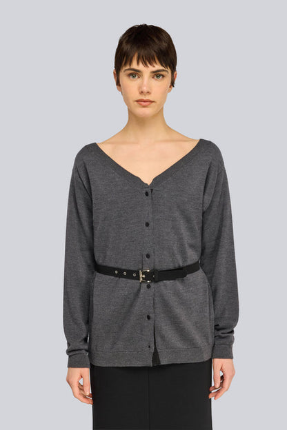 Cardigan lungo con cintura CARIN Semicouture