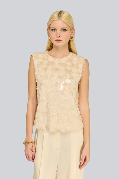 Top smanicato in pailettes CARA Semicouture