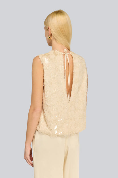 Top smanicato in pailettes CARA Semicouture