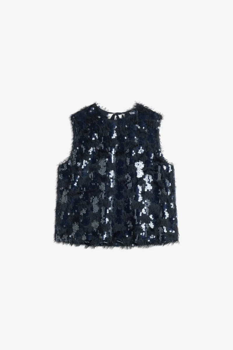 Top smanicato in pailettes CARA Semicouture