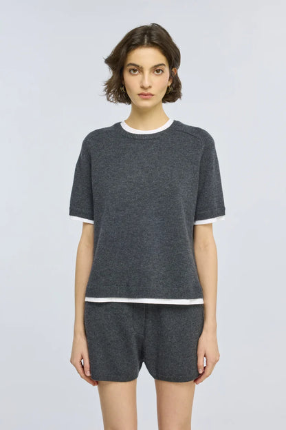Maglia a scatola in cashmere e jersey AIDA Semicouture