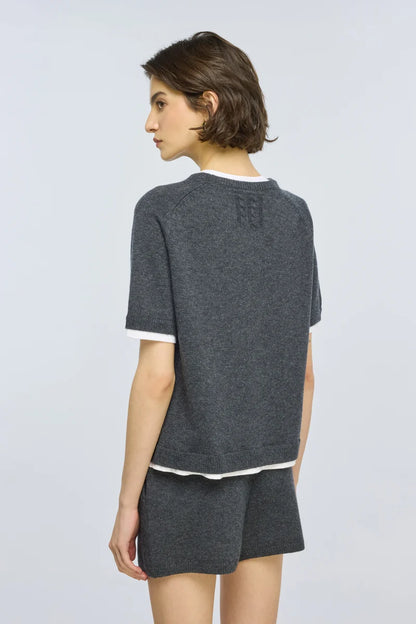 Maglia a scatola in cashmere e jersey AIDA Semicouture